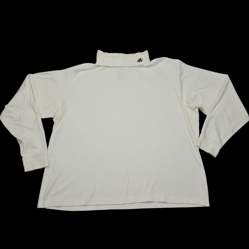 L.L. Bean VTG Turtleneck Shirt White Holly Embroidery Sz XL-REG
